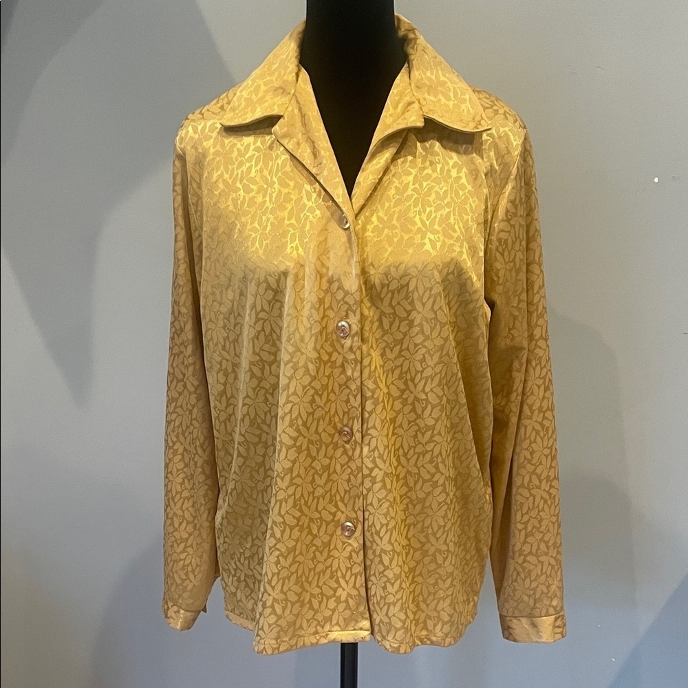 Elegant Gold Patterned Women's Top vintage 80’s